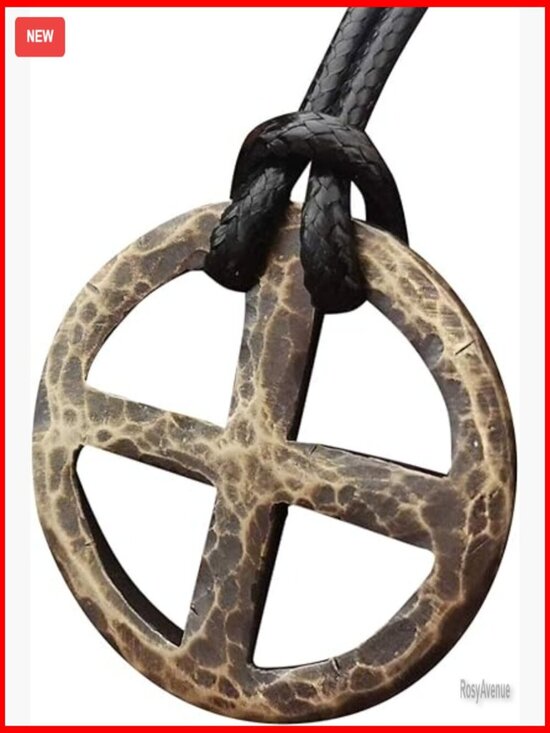 Jewelry - Handmade Brass Solar Cross Pendant Necklace Adjustable String